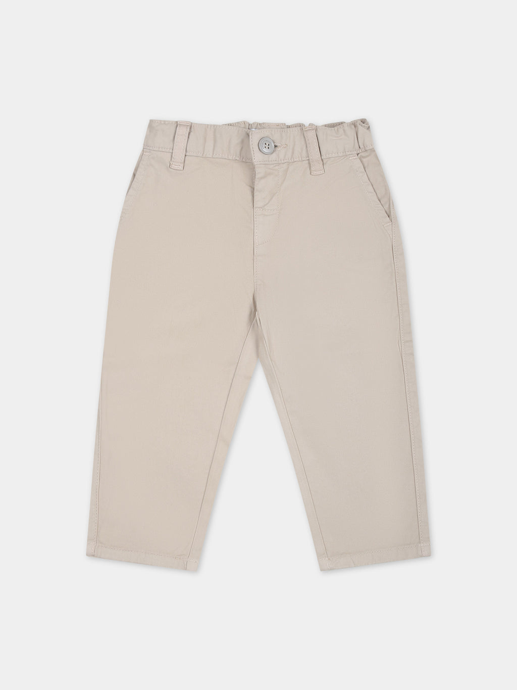Ivory trousers for baby boy with logo